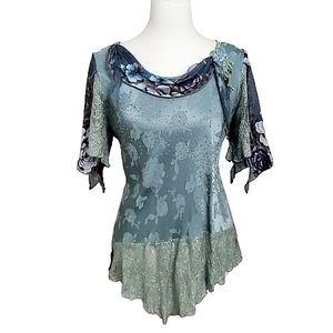 Vintage Spencer Alexis Boho Jaquard Floral Top